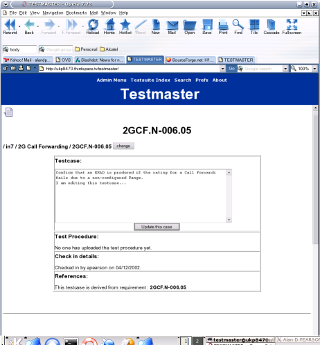 Editing a testcase